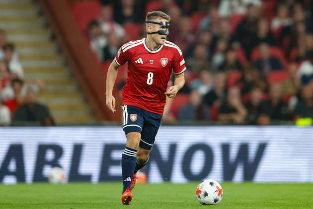 LONDON, ENGLAND - OCTOBER 6: Michal Sadilek of Czechia controls the ball during the UEFA Nations League 2026 27 group phase match between England and Czechia at Wembley Stadium on October 6, 2026 in London, England. Copyright: xMBxMediax