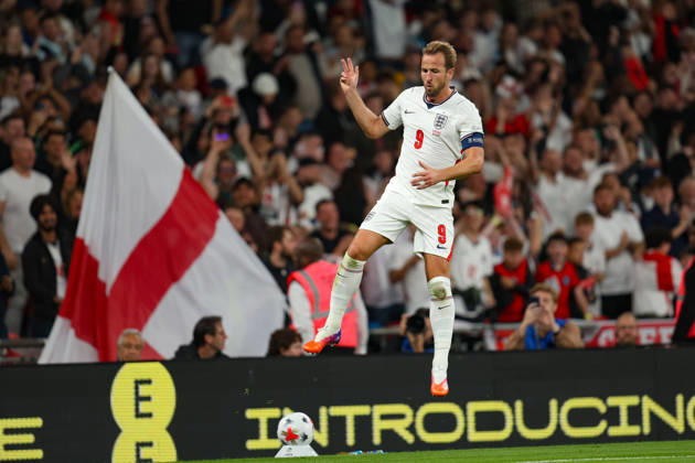 LONDON, ENGLAND - OCTOBER 6: Harry Kane of England celebrates after scoring during the UEFA Nations League 2026 27 group phase match between England and Czechia at Wembley Stadium on October 6, 2026 in London, England. Copyright: xMBxMediax