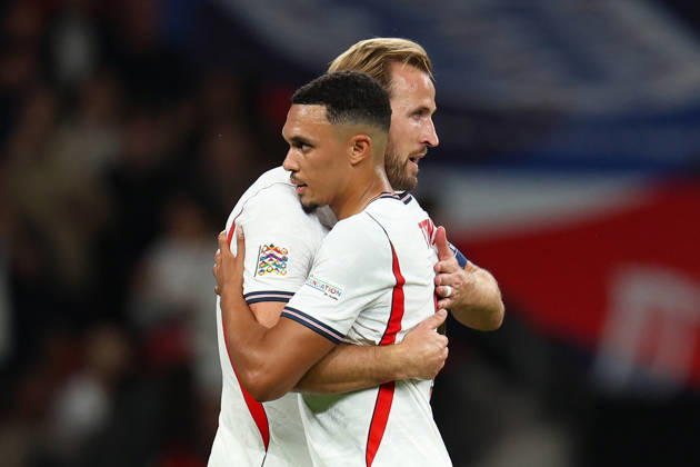 LONDON, ENGLAND - OCTOBER 6: Harry Kane of England celebrates with Trent Alexander-Arnold of England after scoring during the UEFA Nations League 2026 27 group phase match between England and Czechia at Wembley Stadium on October 6, 2026 in London, England. Copyright: xMBxMediax