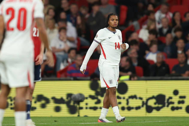 LONDON, ENGLAND - OCTOBER 6: Rio Ngumoha of England during the UEFA Nations League 2026 27 group phase match between England and Czechia at Wembley Stadium on October 6, 2026 in London, England. Copyright: xMBxMediax