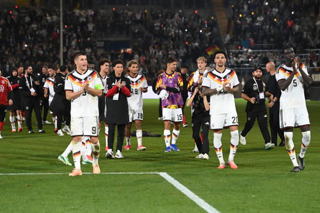 Schlussjubel, Jubel, jubeln, Freude, cheers, Deutschland, -links Nicolo TRESOLDI (GER) Fussball Laenderspiel, U21, U 21 EM-Qualifikation, Deutschland - Georgien 2-0 am 06.10.2026, Schueco-Arena Bielefeld, Â