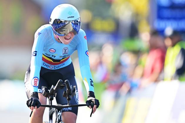 Belgium s Laura Five finishes as second in the Women Junior Individual Time Trial race (22km) at the cycling UEC Road European Championships, in Ljubljana, Slovenia, on Wednesday 7 October 2026. The UEC Road European Championships are taking place from 02 to 07 October in Ljubljana, Slovenia. DAVIDxPINTENS x189033207x
