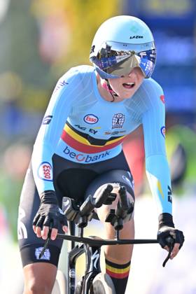 Belgium s Laura Five finishes as second in the Women Junior Individual Time Trial race (22km) at the cycling UEC Road European Championships, in Ljubljana, Slovenia, on Wednesday 7 October 2026. The UEC Road European Championships are taking place from 02 to 07 October in Ljubljana, Slovenia. DAVIDxPINTENS x189033480x