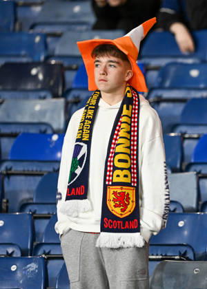 Glasgow, Scotland, 6th October 2026. Scotland fans during the Scotland vs Slovenia UEFA Nations League match at Hampden Park, Glasgow. Picture credit should read: Neil Hanna Sportimage EDITORIAL USE ONLY. No use with unauthorised audio, video, data, fixture lists, club league logos or live services. Online in-match use limited to 120 images, no video emulation. No use in betting, games or single club league player publications. SPI_110_NH_Scotland_Slovenia SPI-5054-0110