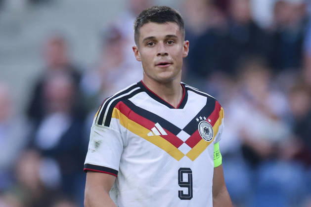 Nicolo Tresoldi (Germany) looks dejected during the UEFA Under21 EURO Qualifier, EM, Europameisterschaft between Germany U21, U 21 and Georgia U21 at Almstadion on October 6, 2026 in Bielefeld, Germany. (Photo by Marco Steinbrenner DeFodi Images) -