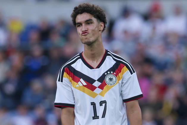 Noah Darvich (Germany) looks dejected during the UEFA Under21 EURO Qualifier, EM, Europameisterschaft between Germany U21, U 21 and Georgia U21 at Almstadion on October 6, 2026 in Bielefeld, Germany. (Photo by Marco Steinbrenner DeFodi Images) -