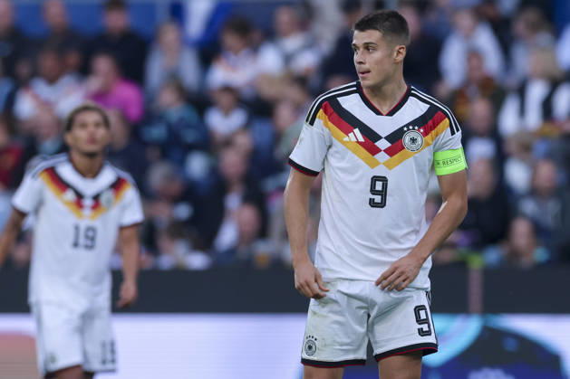 Nicolo Tresoldi (Germany) looks dejected during the UEFA Under21 EURO Qualifier, EM, Europameisterschaft between Germany U21, U 21 and Georgia U21 at Almstadion on October 6, 2026 in Bielefeld, Germany. (Photo by Marco Steinbrenner DeFodi Images) -