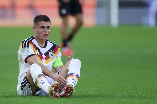 Nicolo Tresoldi (Germany) looks dejected during the UEFA Under21 EURO Qualifier, EM, Europameisterschaft between Germany U21, U 21 and Georgia U21 at Almstadion on October 6, 2026 in Bielefeld, Germany. (Photo by Marco Steinbrenner DeFodi Images) -
