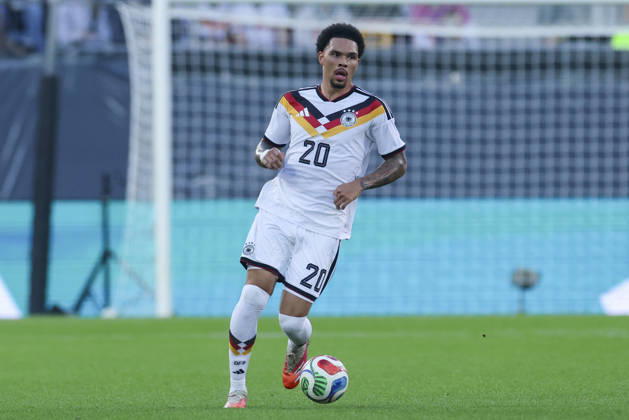 Nnamdi Collins (Germany) controls the ball during the UEFA Under21 EURO Qualifier, EM, Europameisterschaft between Germany U21, U 21 and Georgia U21 at Almstadion on October 6, 2026 in Bielefeld, Germany. (Photo by Marco Steinbrenner DeFodi Images) -