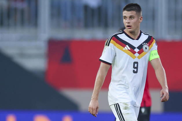 Nicolo Tresoldi (Germany) looks on during the UEFA Under21 EURO Qualifier, EM, Europameisterschaft between Germany U21, U 21 and Georgia U21 at Almstadion on October 6, 2026 in Bielefeld, Germany. (Photo by Marco Steinbrenner DeFodi Images) -