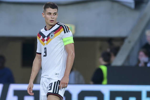 Nicolo Tresoldi (Germany) looks dejected during the UEFA Under21 EURO Qualifier, EM, Europameisterschaft between Germany U21, U 21 and Georgia U21 at Almstadion on October 6, 2026 in Bielefeld, Germany. (Photo by Marco Steinbrenner DeFodi Images) -