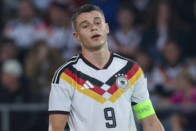 Nicolo Tresoldi (Germany) looks dejected during the UEFA Under21 EURO Qualifier, EM, Europameisterschaft between Germany U21, U 21 and Georgia U21 at Almstadion on October 6, 2026 in Bielefeld, Germany. (Photo by Marco Steinbrenner DeFodi Images) -