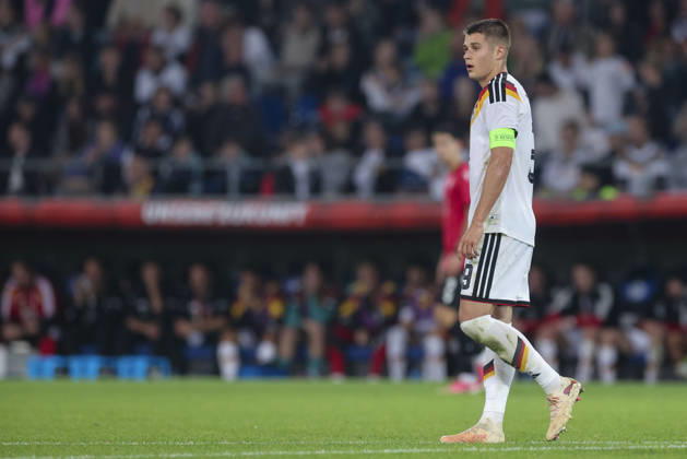 Nicolo Tresoldi (Germany) looks dejected during the UEFA Under21 EURO Qualifier, EM, Europameisterschaft between Germany U21, U 21 and Georgia U21 at Almstadion on October 6, 2026 in Bielefeld, Germany. (Photo by Marco Steinbrenner DeFodi Images) -