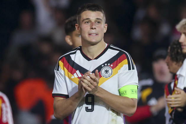 Nicolo Tresoldi (Germany) looks dejected during the UEFA Under21 EURO Qualifier, EM, Europameisterschaft between Germany U21, U 21 and Georgia U21 at Almstadion on October 6, 2026 in Bielefeld, Germany. (Photo by Marco Steinbrenner DeFodi Images) -