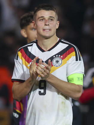 Nicolo Tresoldi (Germany) looks dejected during the UEFA Under21 EURO Qualifier, EM, Europameisterschaft between Germany U21, U 21 and Georgia U21 at Almstadion on October 6, 2026 in Bielefeld, Germany. (Photo by Marco Steinbrenner DeFodi Images) -