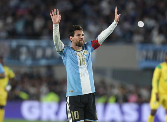 (261007) -- BUENOS AIRES, Oct. 7, 2026 -- Lionel Messi of Argentina celebrates after scoring during a football friendly match between Argentina and Benin at the Monumental Stadium in Buenos Aires, capital of Argentina, on Oct. 6, 2026. The match marked Lionel Messi s final appearance for the Argentina national football team. (Photo by Xinhua) (SP)ARGENTINA-BUENOS AIRES-FOOTBALL-FRIENDLY MATCH-ARGENTINA VS BENIN MartinxZabala