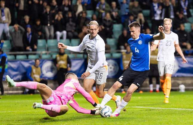 06.10.2026, Tallinn. Football Nations League. Estonia VS Iceland 0:0. Photo Tairo Lutter, Postimees Tallinn Harjumaa Estonia 1TL06OCT26A37 Copyright: xTairoxLutterx Goalkeeper Hakon Valdimarsson, 16 Stefan Teitur Thordarson, 4 Mattias Käit