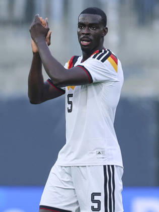 Joshua Quarshie (Germany) cheers during the UEFA Under21 EURO Qualifier, EM, Europameisterschaft between Germany U21, U 21 and Georgia U21 at Almstadion on October 6, 2026 in Bielefeld, Germany. (Photo by Marco Steinbrenner DeFodi Images) -