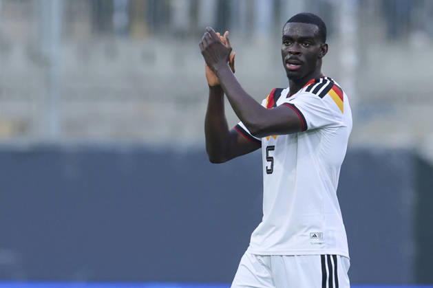 Joshua Quarshie (Germany) cheers during the UEFA Under21 EURO Qualifier, EM, Europameisterschaft between Germany U21, U 21 and Georgia U21 at Almstadion on October 6, 2026 in Bielefeld, Germany. (Photo by Marco Steinbrenner DeFodi Images) -