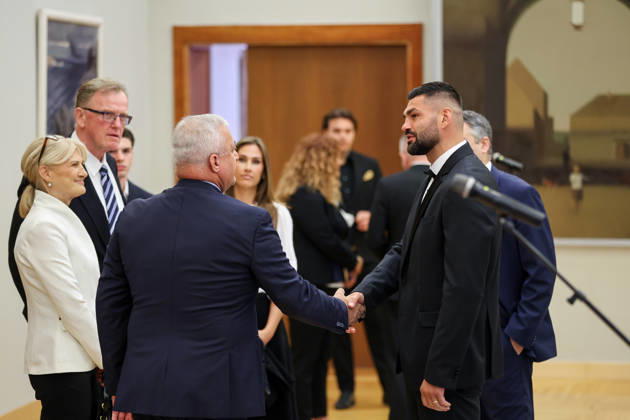 Croatian President Zoran Milanovic Presents Order of Duke Trpimir to Boxer Filip Hrgovic Croatian President Zoran Milanovic presents boxer Filip Hrgovic with the Order of Duke Trpimir with Ribbon and Star during a ceremony at the Office of the President of the Republic of Croatia in Zagreb, Croatia on October 7, 2026. MatijaxHabljak PIXSELL