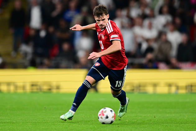 England v Czechia, UEFA Nations League Czechia midfielder Lukas Ambros (13) on the ball during the UEFA Nations League match between England and Czechia at Wembley Stadium, London, UK on 6 October 2026. London Wembley Stadium Greater London UK Editorial use only , Copyright: xDennisxGoodwinx PSI-24957-0094