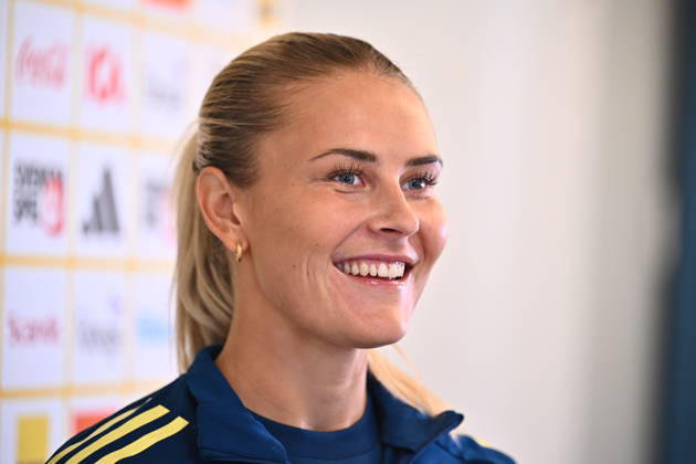 STOCKHOLM, SWEDEN 20261007 Amanda Nildà n at a press conference, PK, Pressekonferenz after the women s national team, Nationalteam s training on Bosön ahead of the playoff for the 2027 World Cup. STOCKHOLM SWEDEN x10090x