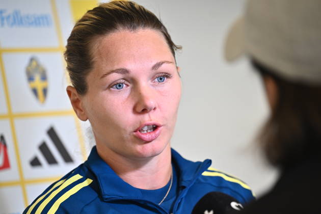 STOCKHOLM, SWEDEN 20261007 Amanda Nildà n at a press conference, PK, Pressekonferenz after the women s national team, Nationalteam s training on Bosön ahead of the playoff for the 2027 World Cup. STOCKHOLM SWEDEN x10090x