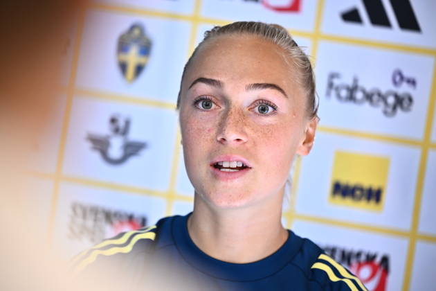 STOCKHOLM, SWEDEN 20261007 Amanda Nildà n at a press conference, PK, Pressekonferenz after the women s national team, Nationalteam s training on Bosön ahead of the playoff for the 2027 World Cup. STOCKHOLM SWEDEN x10090x