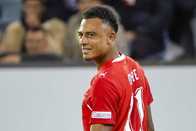 Dan Ndoye (Schweiz, 11), Mimik, Gesichtsausdruck, Emotion , Schweiz, UEFA , Nations League, Matchday 4, Schweiz vs. Nordmazedonien, 06.10.2026, Luzern Swissporarena Schweiz Copyright: xGrantxHubbsx