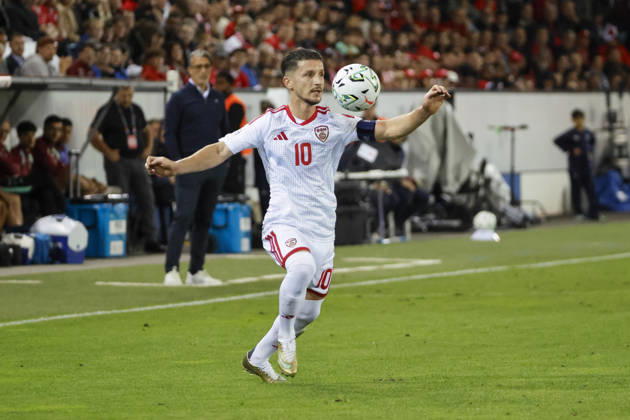 Enis Bardhi (Nordmazedonien, 10) am Ball , Schweiz, UEFA , Nations League, Matchday 4, Schweiz vs. Nordmazedonien, 06.10.2026, Luzern Swissporarena Schweiz Copyright: xGrantxHubbsx