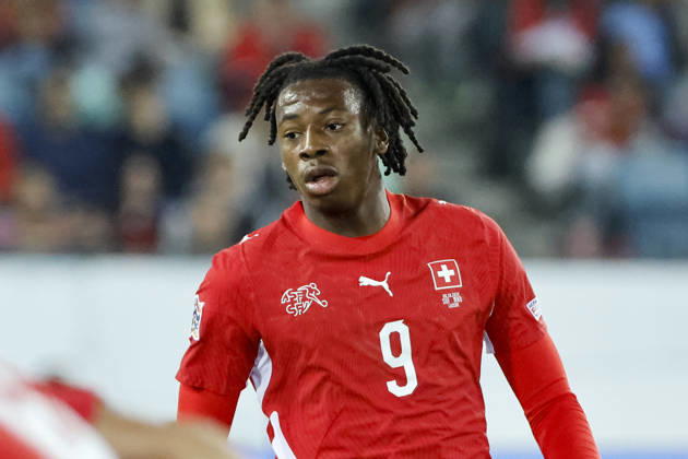Johan Manzambi (Schweiz, 09), Mimik, Gesichtsausdruck, Emotion , Schweiz, UEFA , Nations League, Matchday 4, Schweiz vs. Nordmazedonien, 06.10.2026, Luzern Swissporarena Schweiz Copyright: xGrantxHubbsx