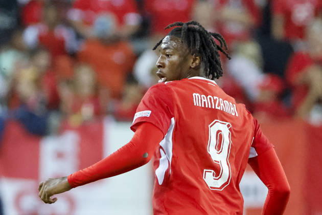 Johan Manzambi (Schweiz, 09), Mimik, Gesichtsausdruck, Emotion , Schweiz, UEFA , Nations League, Matchday 4, Schweiz vs. Nordmazedonien, 06.10.2026, Luzern Swissporarena Schweiz Copyright: xGrantxHubbsx