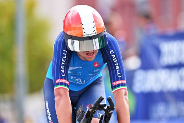 Italy s Nicolas Milesi crosses the finish line of the Men U23 Individual Time Trial race (22km) at the cycling UEC Road European Championships, in Ljubljana, Slovenia, on Wednesday 7 October 2026. The UEC Road European Championships are taking place from 02 to 07 October in Ljubljana, Slovenia. DAVIDxPINTENS x189041273x