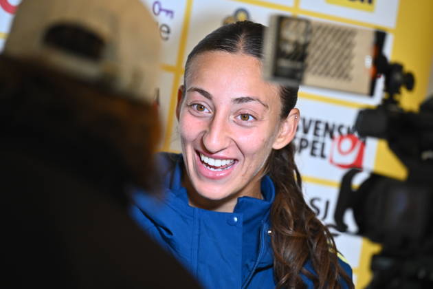 STOCKHOLM, SWEDEN 20261007 Amanda Nildà n at a press conference, PK, Pressekonferenz after the women s national team, Nationalteam s training on Bosön ahead of the playoff for the 2027 World Cup. STOCKHOLM SWEDEN x10090x