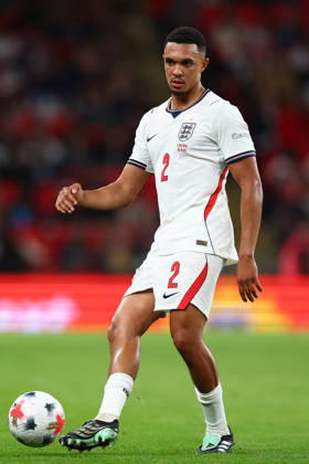 London, England, 6th October 2026. Trent Alexander-Arnold of England during the England vs Czech Republic UEFA Nations League match at Wembley Stadium, London. Picture credit should read: Paul Terry Sportimage EDITORIAL USE ONLY. No use with unauthorised audio, video, data, fixture lists, club league logos or live services. Online in-match use limited to 120 images, no video emulation. No use in betting, games or single club league player publications. SPI_091_PT_England__Czechia SPI-5055-0091