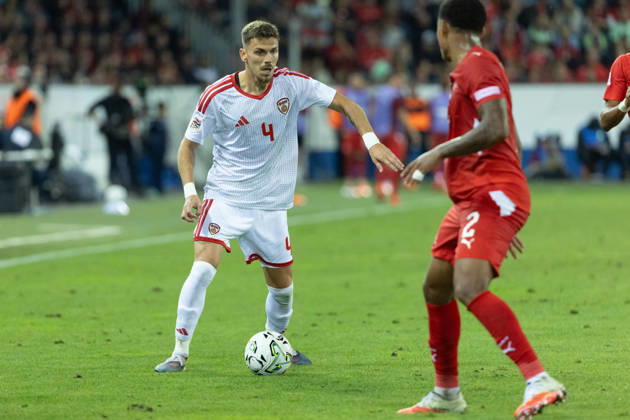 Aleksandar Stojchevski seen during National League game between teams of Switzerland and North Macedonia at thermoplan Arena (Benjamin Faes Ball Raw Images) Strasbourg Stade de la Meinau France Copyright: xBenjaminxFaesx BF104218