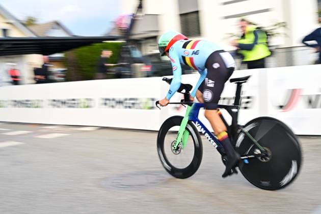 Belgium s Sander De Pestel pictured at the start of the Men Elite Individual Time Trial race (22km) at the cycling UEC Road European Championships, in Ljubljana, Slovenia, on Wednesday 7 October 2026. The UEC Road European Championships are taking place from 02 to 07 October in Ljubljana, Slovenia. DAVIDxPINTENS x189056798x