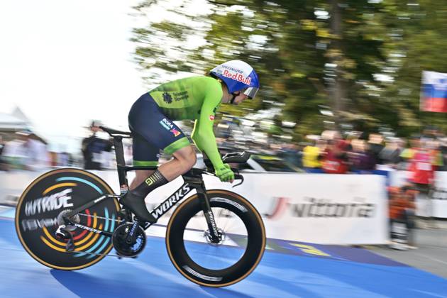 Slovenia s Jan Tratnik pictured at the start of the Men Elite Individual Time Trial race (22km) at the cycling UEC Road European Championships, in Ljubljana, Slovenia, on Wednesday 7 October 2026. The UEC Road European Championships are taking place from 02 to 07 October in Ljubljana, Slovenia. DAVIDxPINTENS x189059860x