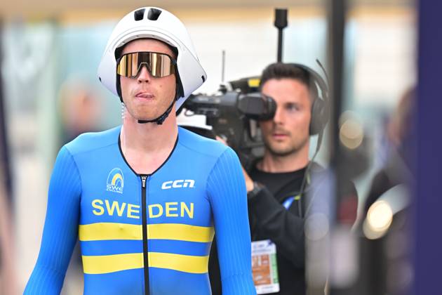 Sweden s Jakob Soderqvist pictured at the start of the Men Elite Individual Time Trial race (22km) at the cycling UEC Road European Championships, in Ljubljana, Slovenia, on Wednesday 7 October 2026. The UEC Road European Championships are taking place from 02 to 07 October in Ljubljana, Slovenia. DAVIDxPINTENS x189061692x