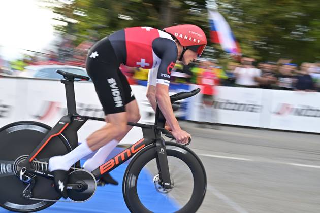 Switzerland s Stefan Kung pictured at the start of the Men Elite Individual Time Trial race (22km) at the cycling UEC Road European Championships, in Ljubljana, Slovenia, on Wednesday 7 October 2026. The UEC Road European Championships are taking place from 02 to 07 October in Ljubljana, Slovenia. DAVIDxPINTENS x189062106x