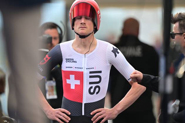 Switzerland s Stefan Kung pictured at the start of the Men Elite Individual Time Trial race (22km) at the cycling UEC Road European Championships, in Ljubljana, Slovenia, on Wednesday 7 October 2026. The UEC Road European Championships are taking place from 02 to 07 October in Ljubljana, Slovenia. DAVIDxPINTENS x189062788x