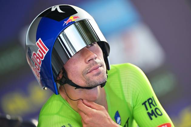 Slovenia s Primoz Roglic pictured at the start of the Men Elite Individual Time Trial race (22km) at the cycling UEC Road European Championships, in Ljubljana, Slovenia, on Wednesday 7 October 2026. The UEC Road European Championships are taking place from 02 to 07 October in Ljubljana, Slovenia. DAVIDxPINTENS x189063027x