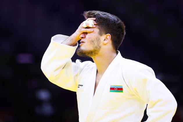 AZERBAIJAN, BAKU - OCTOBER 7, 2026: Omar Radzhabli of Azerbaijan after a -81 kg bout against Abylaikhan Zhubanazar of Kazakhstan as part of the 2026 World Judo Championships at the National Gymnastics Arena 2026 World Judo Championships In Baku - ZUMAt113 20261007_zaa_t113_447 Copyright: xMikhailxSinitsynx