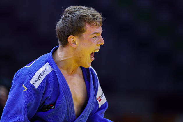 AZERBAIJAN, BAKU - OCTOBER 7, 2026: Mihajlo Simin of Serbia after a -81 kg bout againts Lee Joon-hwan of South Korea as part of the 2026 World Judo Championships at the National Gymnastics Arena. Mikhail Sinitsyn TASS 98915986