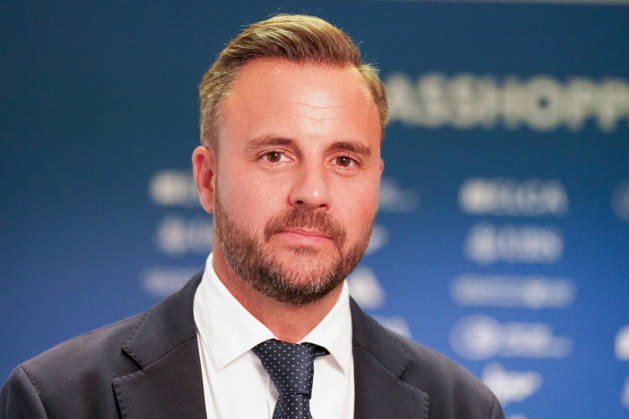 Ludovic Delà chat, Verwaltungsratspräsident der Grasshopper Fussball AG (GFAG), bei der Medienkonferenz des Grasshopper Club Zürich (GCZ) in Zürich. Porträt, Ludovic Delechat, Ludovic Delà chat, GC Zürich, GCZ, Grasshoppers, Verwaltungsratspräsident, Präsident, GFAG, Bridge Football Group, Vereinsführung, Management, Führung, Medienkonferenz, Pressekonferenz, Medien, Fussball, Schweizer Fussball, Super League, Zürich. Copyright: xJOERANxSTEINSIEKx
