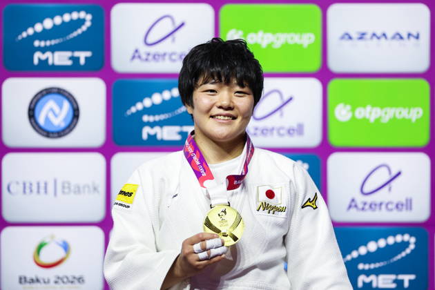 AZERBAIJAN, BAKU - OCTOBER 7, 2026: 1st placed Haruka Kaju of Japan attends an award ceremony for the women s -63 kg category during the 2026 World Judo Championships at the National Gymnastics Arena. Mikhail Sinitsyn TASS 98916455