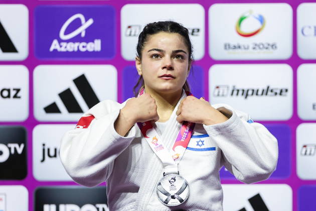 AZERBAIJAN, BAKU - OCTOBER 7, 2026: 2nd placed Kerem Primo of Israel attends an award ceremony for the women s -63 kg category during the 2026 World Judo Championships at the National Gymnastics Arena. Mikhail Sinitsyn TASS 98916483