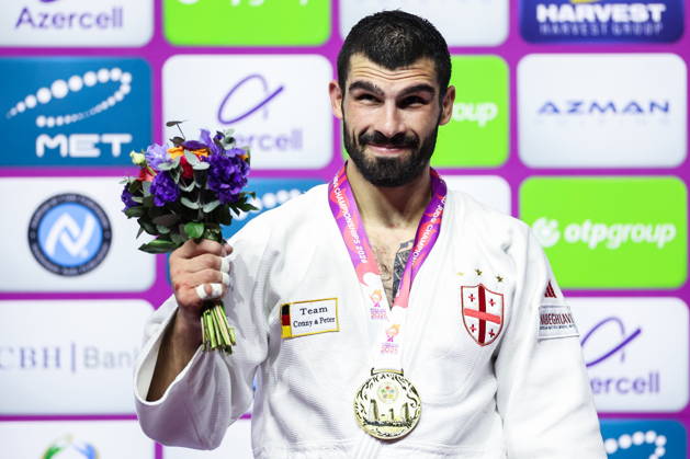 AZERBAIJAN, BAKU - OCTOBER 7, 2026: 1st placed Tato Grigalashvili of Georgia attend an award ceremony for the men s -81 kg category during the 2026 World Judo Championships at the National Gymnastics Arena 2026 World Judo Championships In Baku - ZUMAt113 20261007_zaa_t113_509 Copyright: xMikhailxSinitsynx