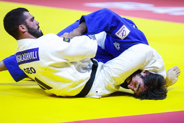 AZERBAIJAN, BAKU - OCTOBER 7, 2026: Tato Grigalashvili (L) of Georgia and Zelim Tckaev of Azerbaijan compete in their -81 kg bout as part of the 2026 World Judo Championships at the National Gymnastics Arena 2026 World Judo Championships In Baku - ZUMAt113 20261007_zaa_t113_514 Copyright: xMikhailxSinitsynx