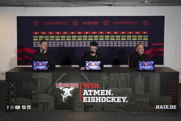 CHL; Kölner Haie - Herning Blue Fox; Köln, 07.10.2026 Garth Murrax (Herning Blue Fox, Head Coach); Jason Schade; Thomas Berglund (Kölner Haie, Head Coach); CHL; Kölner Haie - Herning Blue Fox am 07.10.2026 in der Lanxessarena in Köln (Deutschland). Copyright: xBEAUTIFULxSPORTS AndreasxDickx